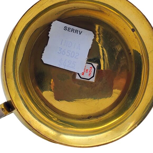 Brass Pitcher Small Creamer Vase Handle Rustic Farmhouse Vintage Home Decor - Picture 5 of 10